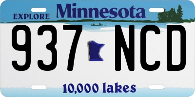 MN license plate 937NCD