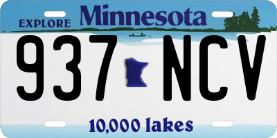 MN license plate 937NCV
