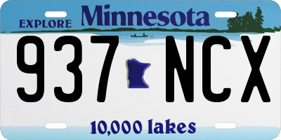 MN license plate 937NCX