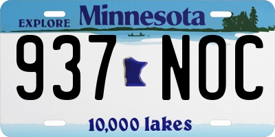 MN license plate 937NOC