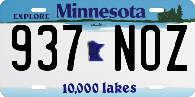 MN license plate 937NOZ