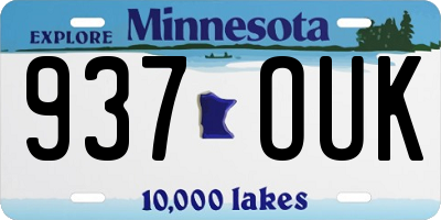 MN license plate 937OUK