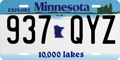 MN license plate 937QYZ