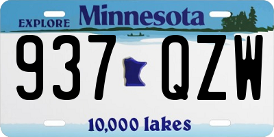 MN license plate 937QZW