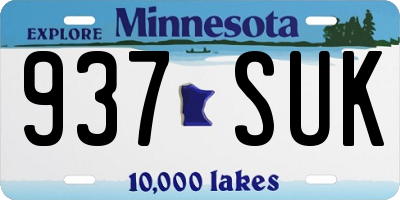 MN license plate 937SUK