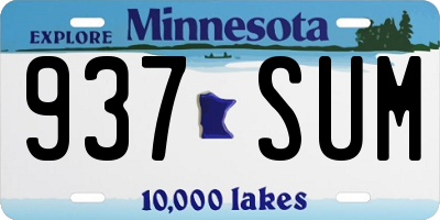 MN license plate 937SUM