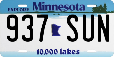 MN license plate 937SUN