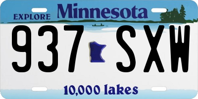 MN license plate 937SXW