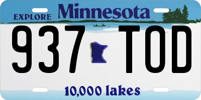 MN license plate 937TOD