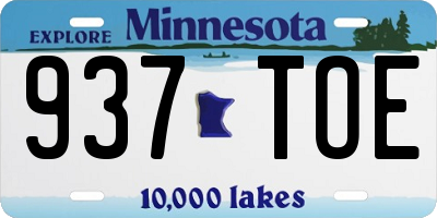 MN license plate 937TOE