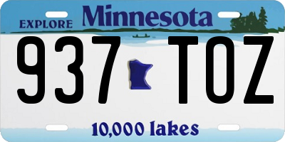 MN license plate 937TOZ