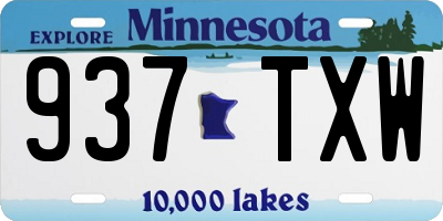 MN license plate 937TXW