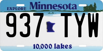 MN license plate 937TYW