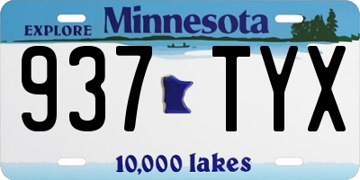 MN license plate 937TYX
