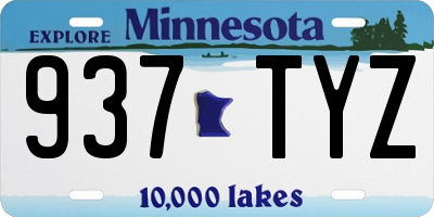 MN license plate 937TYZ