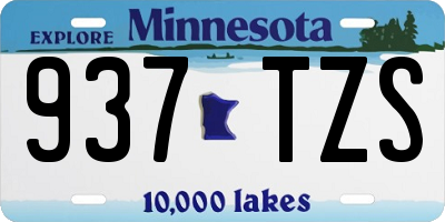 MN license plate 937TZS