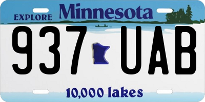 MN license plate 937UAB