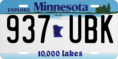 MN license plate 937UBK