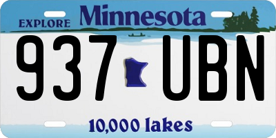 MN license plate 937UBN