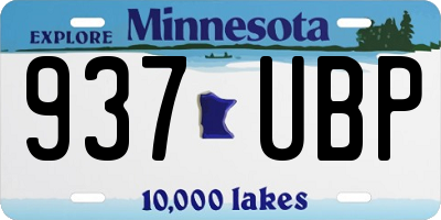 MN license plate 937UBP