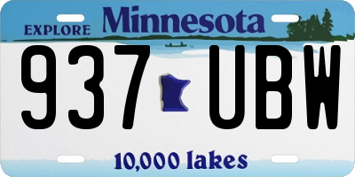 MN license plate 937UBW