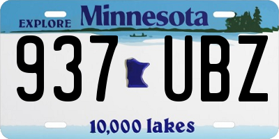 MN license plate 937UBZ