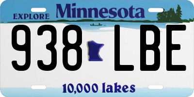 MN license plate 938LBE