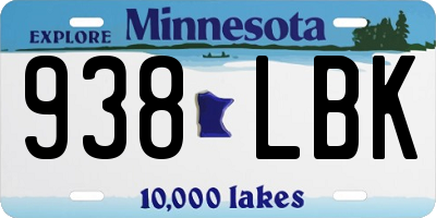 MN license plate 938LBK