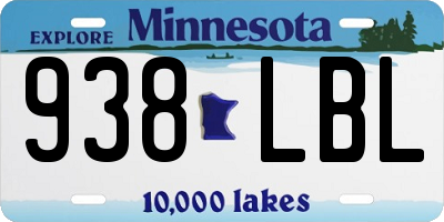 MN license plate 938LBL