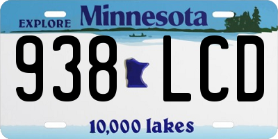 MN license plate 938LCD