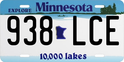 MN license plate 938LCE