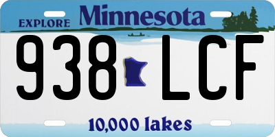 MN license plate 938LCF