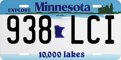 MN license plate 938LCI