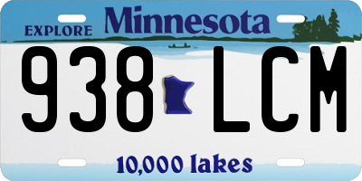 MN license plate 938LCM