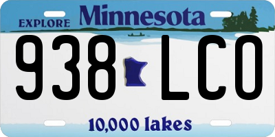 MN license plate 938LCO