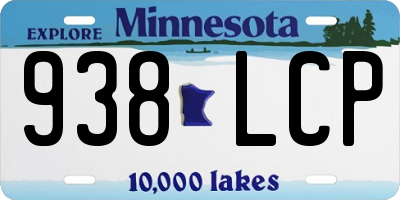 MN license plate 938LCP
