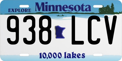 MN license plate 938LCV