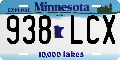 MN license plate 938LCX