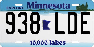 MN license plate 938LDE