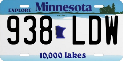 MN license plate 938LDW