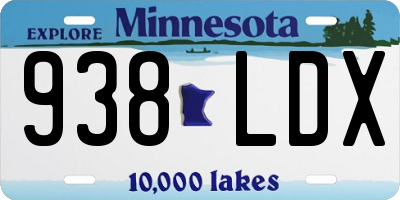 MN license plate 938LDX
