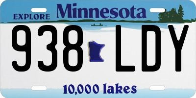 MN license plate 938LDY