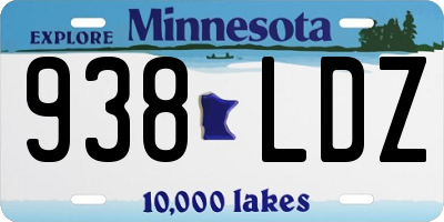 MN license plate 938LDZ