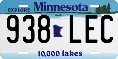 MN license plate 938LEC