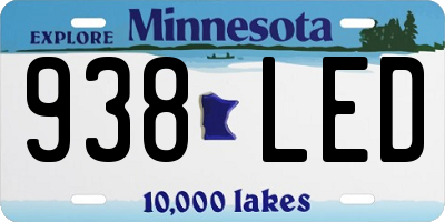 MN license plate 938LED
