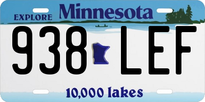 MN license plate 938LEF