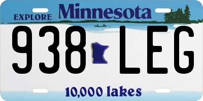 MN license plate 938LEG