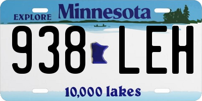 MN license plate 938LEH