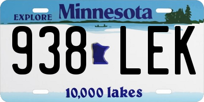 MN license plate 938LEK
