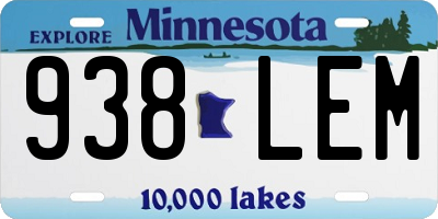 MN license plate 938LEM